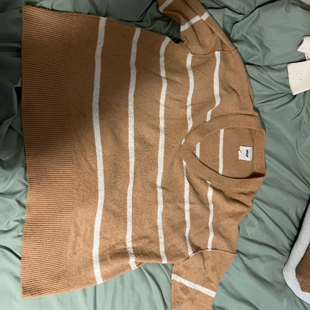 Striped Tan and White Sweater